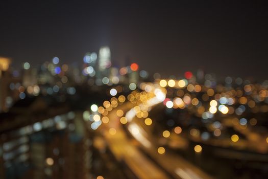 Ampang Kuala Lumpur Elevated Highway AKLEH with City Skyline in Malaysia at Night Blurred Defocused Bokeh Background