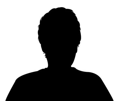 Silhouette of a mans head in black, vector