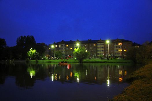 The small lake in the center of Pyatigorsk in the evening