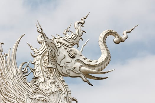 white elephant sculpture in Thai temple.