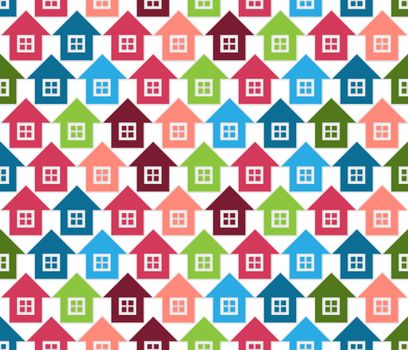 background or pattern for textile printing colored houses