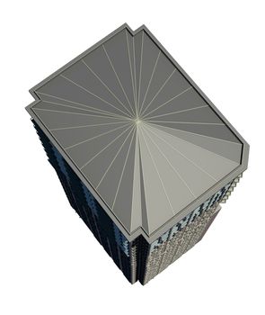 Highly detailed building. Top view. Isolated render on a white background
