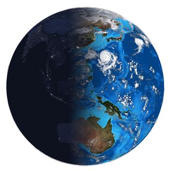 Photorealistic Earth. Day and night. Elements of this image are furnished by NASA