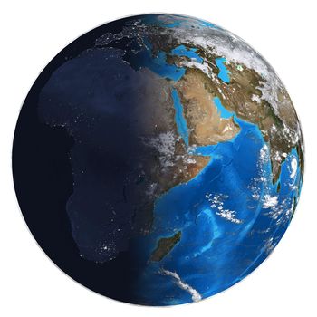 Photorealistic Earth. Day and night. Elements of this image are furnished by NASA