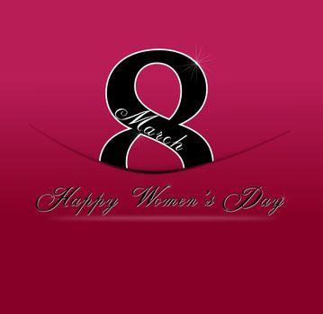 Happy Women's Day on March 8th. 8 march tucked with pocket on a red background