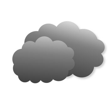 Two dark grey clouds as weather icon in white background