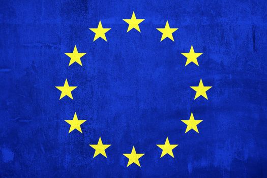 Cement wall paint Euro flag for background