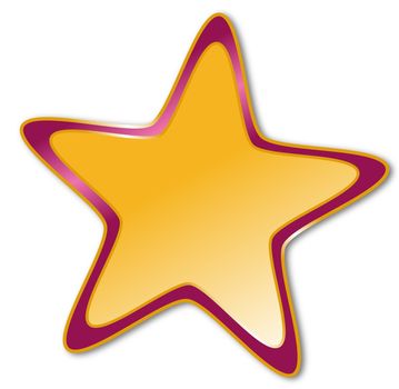 Decorative star with dark red and golden frame on a white background