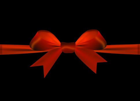 Red bow isolated on a black background