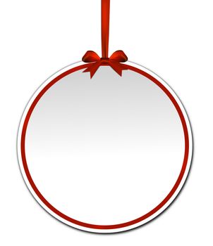 Decorative round with red bow on a white background