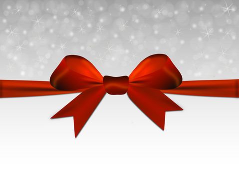Silver Christmas background with red bow