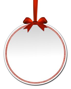 Decorative round with red bow on a white background
