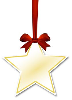 Decorative star with red bow on a white background