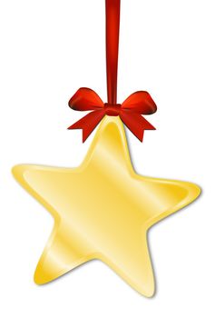 Decorative star with red bow on a white background