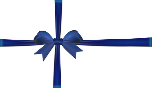 Ribbons crossed with blue bow isolated on a white background