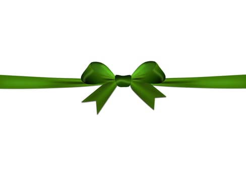 Green bow isolated on a white background centered