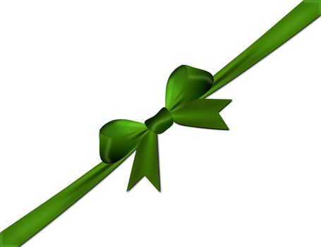 Green bow and ribbons isolated on a white background centered