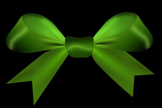 Green bow isolated on a black background