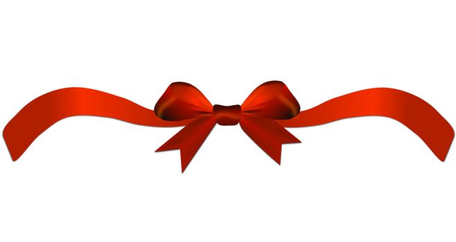 Valentine red bow on the gift or heart