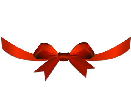 Valentine red bow on the gift or heart