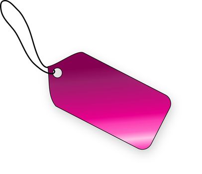 Pink tag on white background