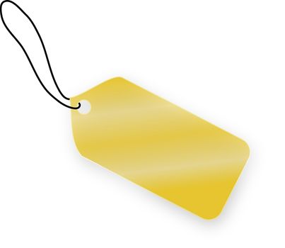 Golden tag on white background