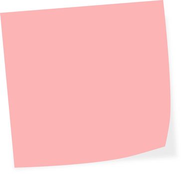 Pink stick note isolated on a white background