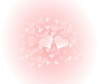 Illustration of hearts on a pink background for a Valentine's Day