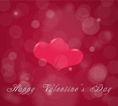 Couple of hearts on the violet red background for a Valentine's Day