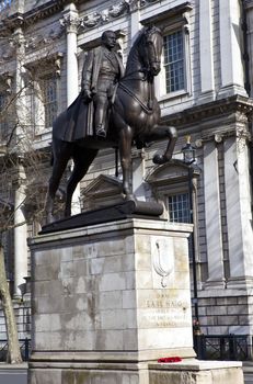 Memorial statue of Earl Haig in Whitehall, London.