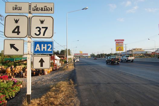 Direction road sign at Thailand