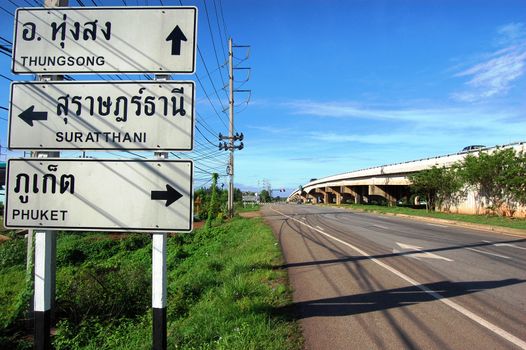Direction road sign at Thailand