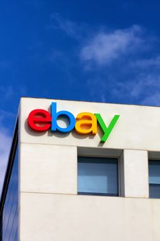SAN JOSE, CA/USA - MARCH 1, 2014:  Ebay Corporate Headquarters Sign. eBay Inc. is an American multinational internet consumer-to-consumer corporation, headquartered in San Jose, California.