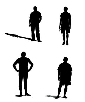 Silhouettes of a mans, isolated on white background.