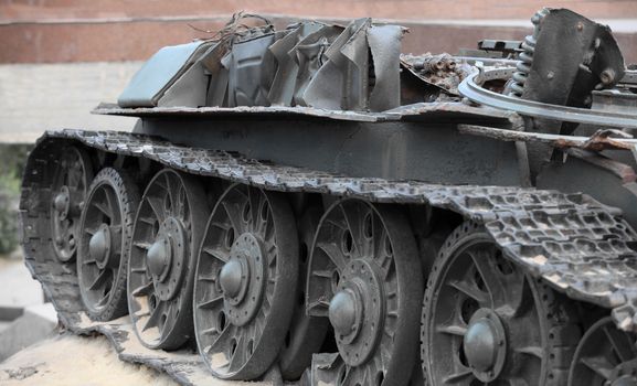 destroyed Russian  tank Close to