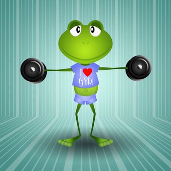 illustration of frog weightlifting in the gym