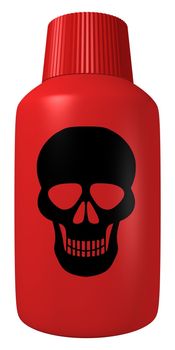 Illustration of a red poison bottle with a black skull on the front