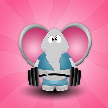 Elephant weightlifting in the gym