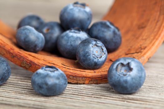 Fresh Blueberries on wooden Background