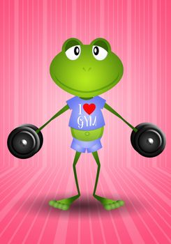 illustration of frog weightlifting in the gym