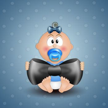 illustration of baby with bow tie for Father's Day