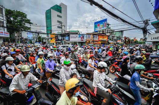 Saigon, Vietnam - June 15: Road Traffic on June 15, 2011 in Saigon (Ho Chi Minh City), Vietnam. Ho Chi Minh is the biggest city in Southern of Vietnam.