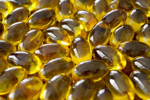 Close up to a several yellow pills