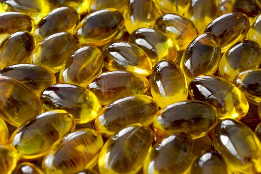 Close up to a several yellow pills