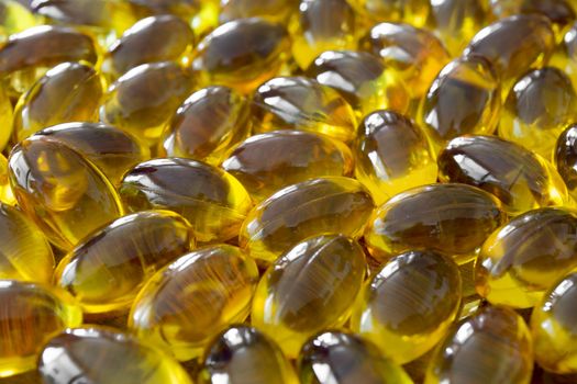 Close up to a several yellow pills
