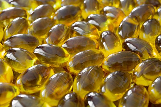 Close up to a several yellow pills
