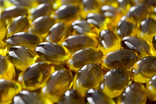 Close up to a several yellow pills