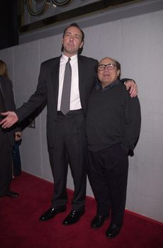 Kevin Spacey and Danny Devito at the premiere of Lions Gate Film's "THE BIG KAHUNA" in Hollywood, 04-26-00