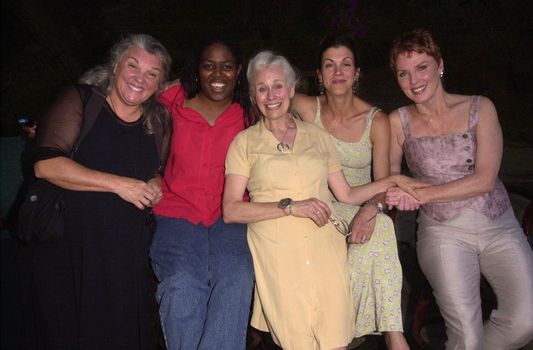 Tyne Daly, Earnestine Phillips, Ellen Geer, Wendie Malick and Mariette Hartley at The Strength of Women at the Will Geer Theatricum Botanicum. 08-19-00