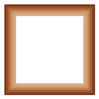 One square brown wooden frame in white background